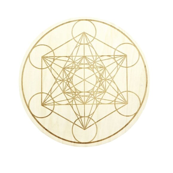 Sacred Geometry Metatron's Cube Wooden Crystal Grid 12 Inches Diameter - Picture 3 of 3